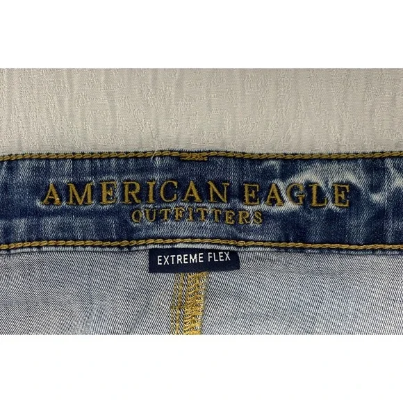 American Eagle Jeans Men's 29x32 Slim Flex Ripped Distressed Denim Acid Wash - Picture 5 of 10